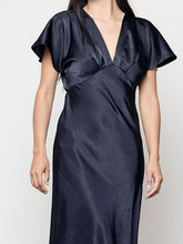 Cargar imagen en el visor de la galería, Vestido satinado azul marino