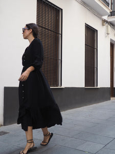 Vestido largo botones negro