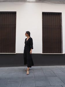 Vestido largo botones negro