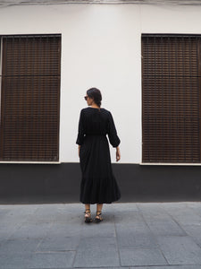 Vestido largo botones negro