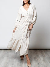 Cargar imagen en el visor de la galería, Vestido largo botones beige
