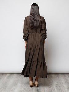 Vestido largo botones marrón