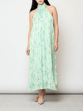 Cargar imagen en el visor de la galería, Vestido largo flores cuello halter verde