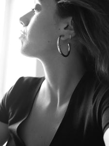 Pendientes aros 50 mm · Acero plateado 316L baño plata rodiada