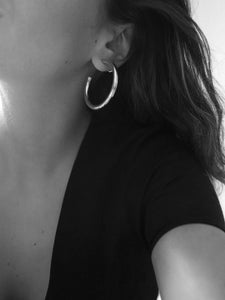 Pendientes aros 50 mm · Acero plateado 316L baño plata rodiada