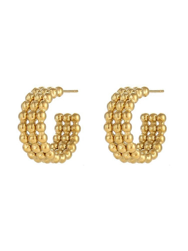 AROS BOLITAS 20MM - ACERO DORADO INOXIDABLE BAÑO ORO 24K