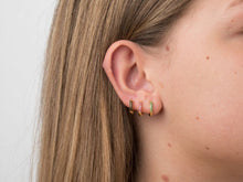Cargar imagen en el visor de la galería, PENDIENTES ARO CIRCONITAS NEGRAS 12 mm - PLATA 925 BAÑO ORO 24K - par 25€ unidad 13€