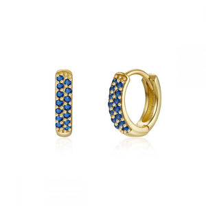 PENDIENTES ARO CIRCONITAS AZULES 12 mm - PLATA 925 BAÑO ORO 24K - par 25€ unidad 13€