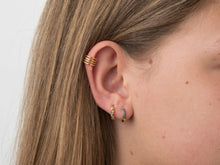 Cargar imagen en el visor de la galería, PENDIENTES ARO CIRCONITAS AZULES 12 mm - PLATA 925 BAÑO ORO 24K - par 25€ unidad 13€
