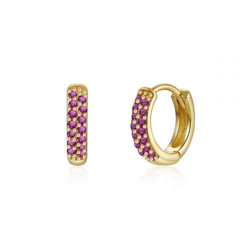 PENDIENTES ARO CIRCONITAS RUBÍ 12 mm - PLATA 925 BAÑO ORO 24K - par 25€ unidad 13€