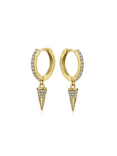 Cargar imagen en el visor de la galería, Aro pincho circonitas 13mm - Plata 925 Baño oro 18K - par 25€ unidad 13€