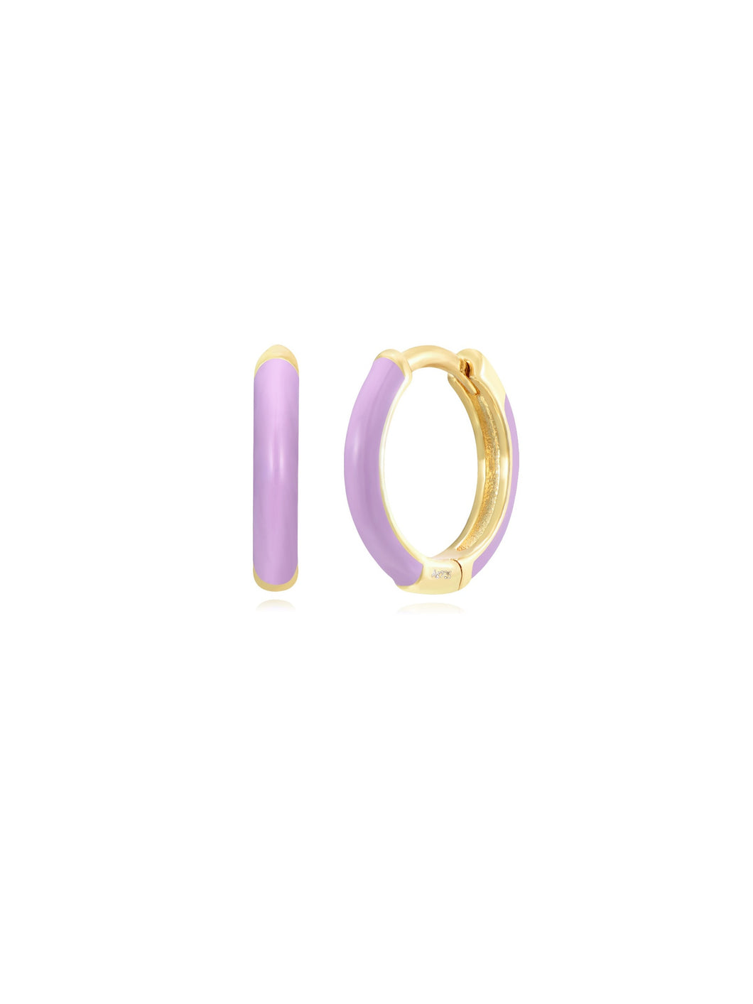 Pendiente aro enamel lila 13mm - Plata 925 baño oro 18K - par 25€ unidad 13€