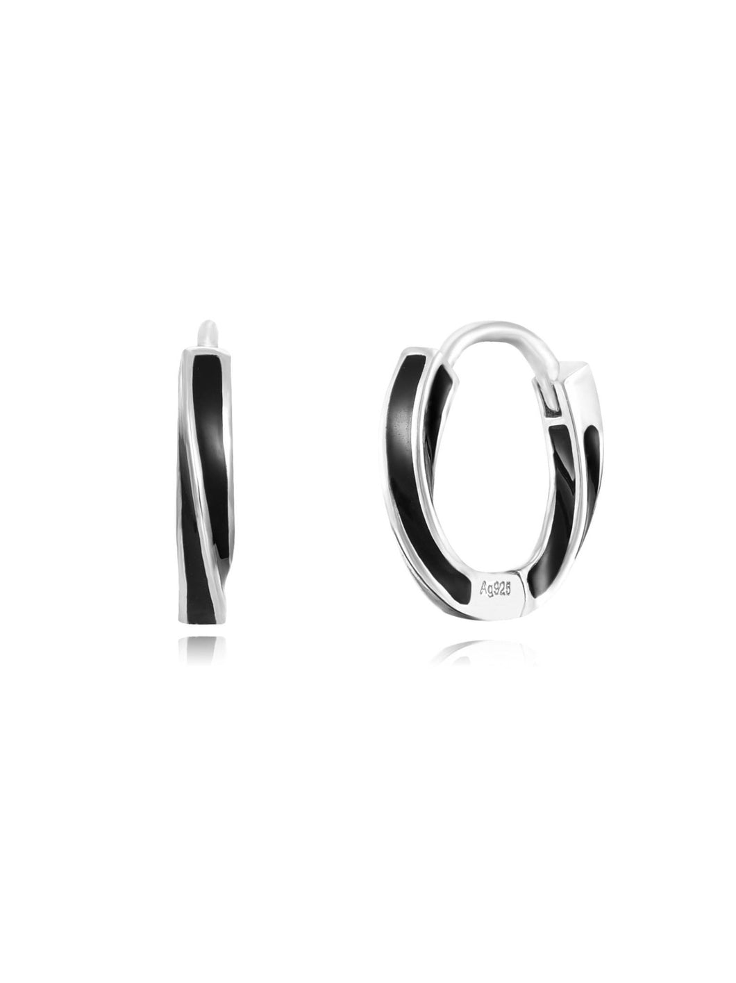 PENDIENTES ARO ENAMEL NEGRO 13mm - PLATA 925 - par 25€ unidad 13€