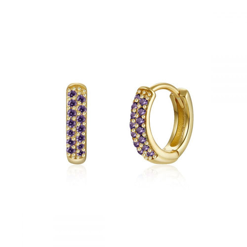 PENDIENTES ARO CIRCONITAS AMATISTA 12 mm - PLATA 925 BAÑO ORO 24K - par 25€ unidad 13€