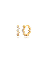 Cargar imagen en el visor de la galería, Aro circonitas zig zag 11 mm - Plata 925 baño oro 18K - par 25€ unidad 13€
