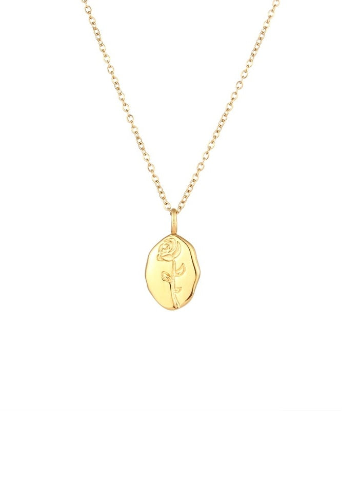 Collar ROSA - acero dorado baño oro 24K
