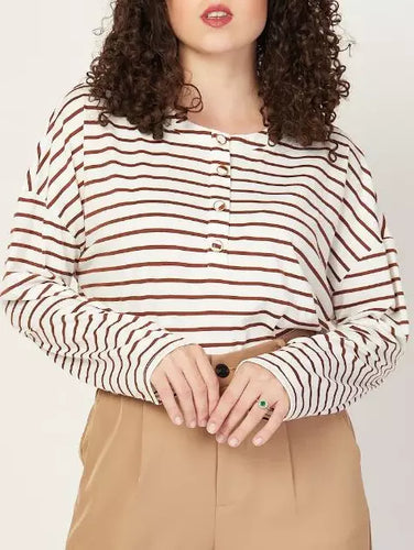 Camiseta rayas botones - Talla L