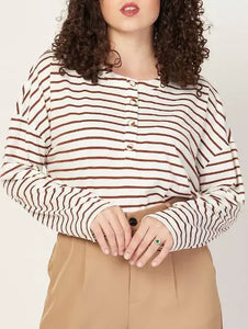 Camiseta rayas botones - Talla L