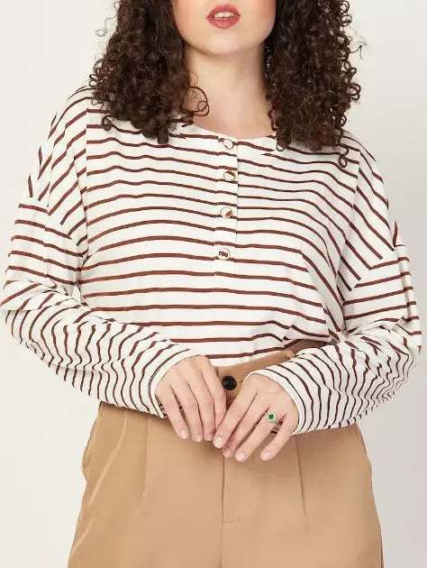Camiseta rayas botones - Talla L