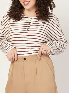 Camiseta rayas botones - Talla L
