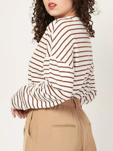 Camiseta rayas botones - Talla L