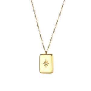 Collar estrella circonita - Acero dorado 316L baño oro 24k