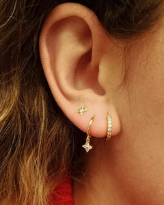 Pendiente circonita - Plata 925 baño oro 18K - par 19€ unidad 10€