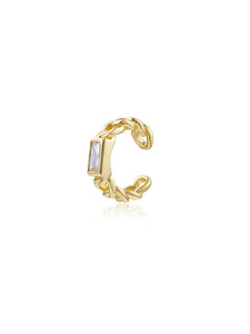 PENDIENTE EAR CUFF ESLABONES CIRCONITA - PLATA 925 BAÑO ORO 24K