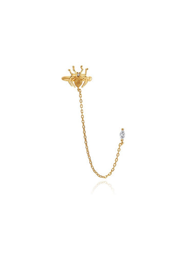 PENDIENTE EAR CUFF ARAÑA CIRCONITA - PLATA 925 BAÑO ORO 24K