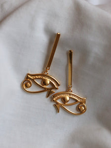 PENDIENTES BARRA HORUS - BAÑO ORO 24K