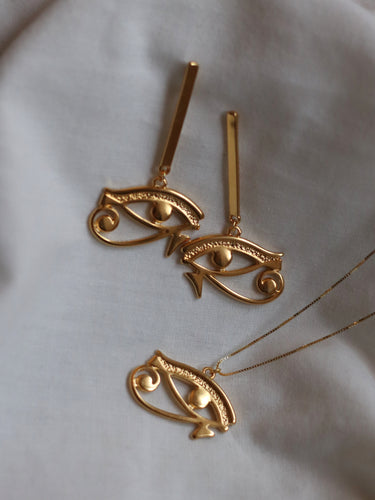 Pack: Collar + pendientes barra HORUS - Plata 925 baño oro 18k - Temporalmente agotados