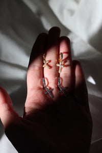 Pendientes aro cruz circonitas 12 mm - Plata 925 - par 30€ unidad 15,50€