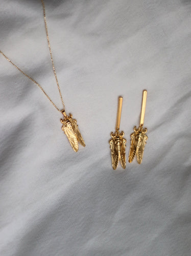 PACK: COLLAR + PENDIENTES BARRA ANGOLA - PLATA BAÑO ORO 24K