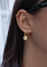 Cargar imagen en el visor de la galería, PENDIENTES ARO CIRCONITAS NEGRAS 12 mm - PLATA 925 BAÑO ORO 24K - par 25€ unidad 13€