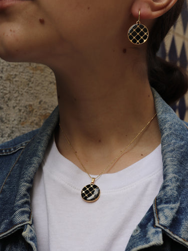 PACK: COLLAR + PENDIENTES ARO MOURARIA - PLATA BAÑO ORO 24K
