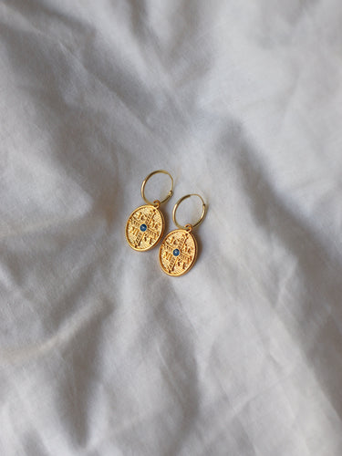 PENDIENTES ARO 14mm DELHI - PLATA BAÑO ORO 24K - par 30€