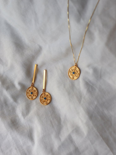 PACK: COLLAR + PENDIENTES BARRA DELHI - PLATA BAÑO ORO 24K