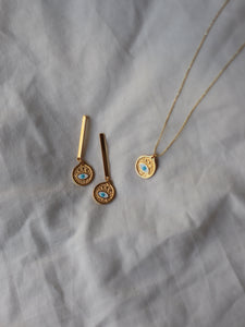 PACK: COLLAR + PENDIENTES BARRA CHENNAI - PLATA BAÑO ORO 24K