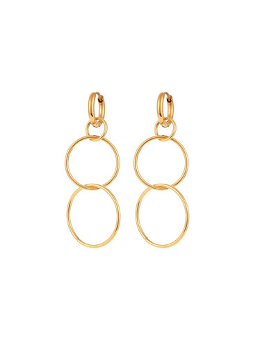 PENDIENTES EL PALMAR - ACERO DORADO INOXIDABLE BAÑO ORO
