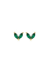 Cargar imagen en el visor de la galería, Pendiente flor circonitas verdes - Plata 925 baño oro 18k - 19€ par 10€ unidad