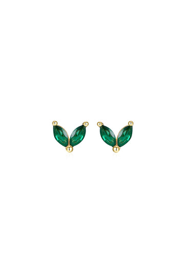 Pendiente flor circonitas verdes - Plata 925 baño oro 18k - 19€ par 10€ unidad