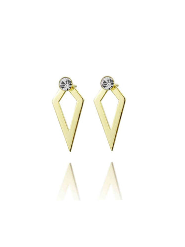 Pendientes rombo circonita - Plata 925 baño oro 18K