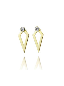 Pendientes rombo circonita - Plata 925 baño oro 18K