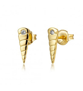 PENDIENTES CONO CIRCONITA - PLATA 925 BAÑO ORO 24K - par 15€ unidad 8€
