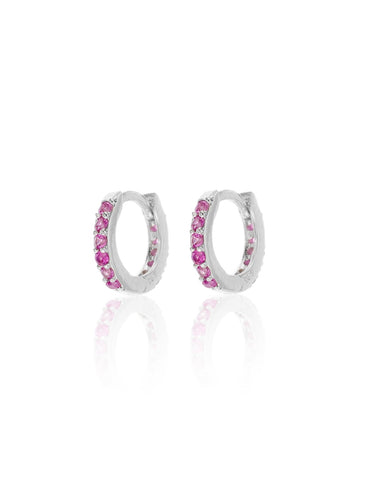 Pendiente aro circonitas rosas 11 mm - Plata  925 - par 25€ unidad 13€