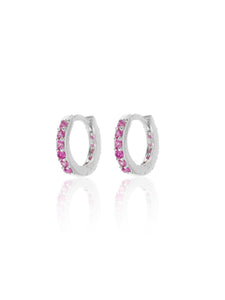 Pendiente aro circonitas rosas 11 mm - Plata  925 - par 25€ unidad 13€