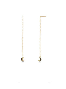 PENDIENTES CADENA LUNA CIRCONITA 55 mm - PLATA 925 BAÑO 18K - par 22€ unidad 11,50€