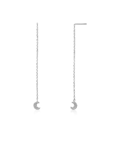 Pendientes luna circonitas cadena 55 mm - Plata 925 - par 25€ unidad 13€