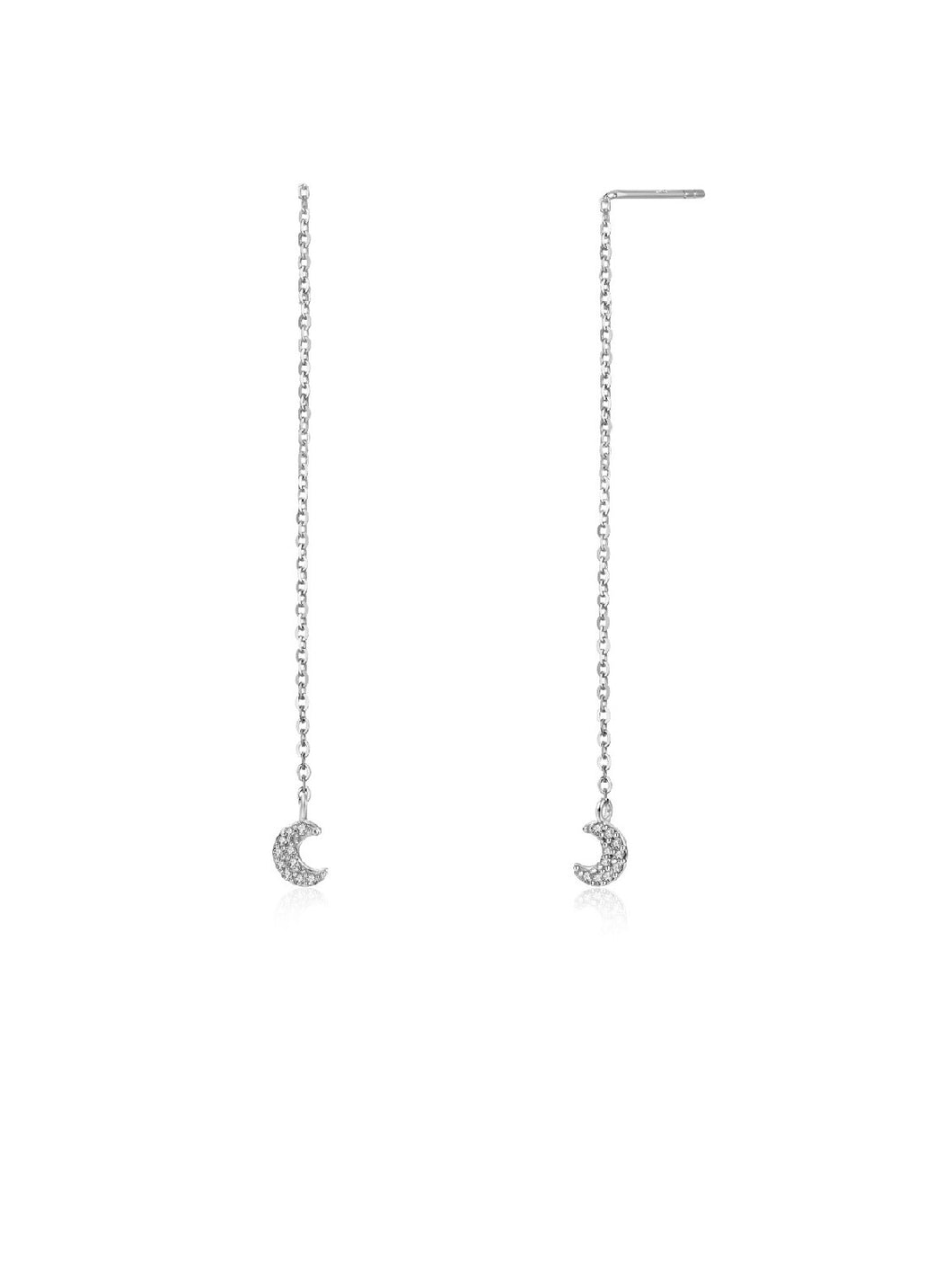 Pendientes luna circonitas cadena 55 mm - Plata 925 - par 25€ unidad 13€