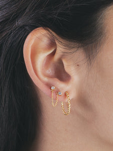 Pendiente doble, circonitas con cadena - Plata 925 - par 25€ unidad 13€